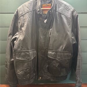Cooper 🇺🇸 Made in USA Black Leather Bomber Moto Cafe Racer Jacket Men’s XL